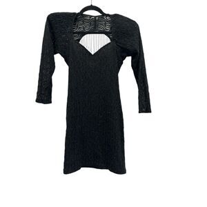 Vintage 80s Zum Zum Beaded Tassel Party Dress Black Juniors‎ Size 9-10